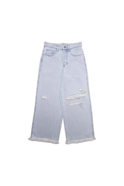 Ultra Wide Leg Jean Distressed Vintage Indigo