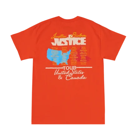 Justin Bieber Justice Tour Orange T-Shirt